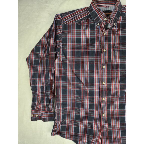 Ariat Men's Pro Series Long Sleeve Shirt Medium Multi Color Plaid Blue Red - Picture 2 of 14